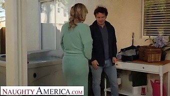 Rachael Cavalli, A Busty Blonde, Seduces And Has Sex With A Repairman Over A Refreshing Drink