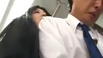 Japanese Girl Gives A Handjob On A Public Bus