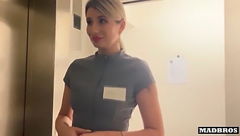 Ukrainian Cleaning Lady Gets Caught And Severely Pounded In The Restroom!