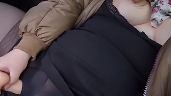 Chubby And Curvy Babe Pleasures Herself With Big Tits In Car