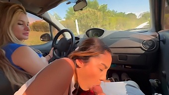 Two Amateur Girls Offer A Wild Car Ride And Give Blowjobs Until Ejaculation