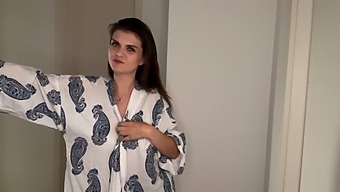 Stepson Witnesses His Stepmother'S Large Breasts Brushing Against A Clothes Dryer As She Rubs Her Ample Cock