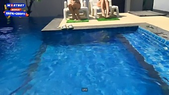 Two Slutty Students Have Sex With Pool Cleaners In An Orgy In The Dorm.